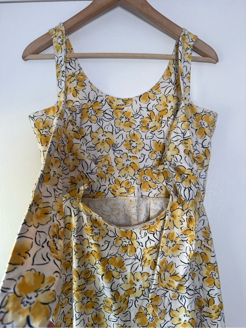 Pact Reverie Jolene Yellow Floral Tie Back Dress Cottagecore Coquette Vacation - Picture 9 of 11